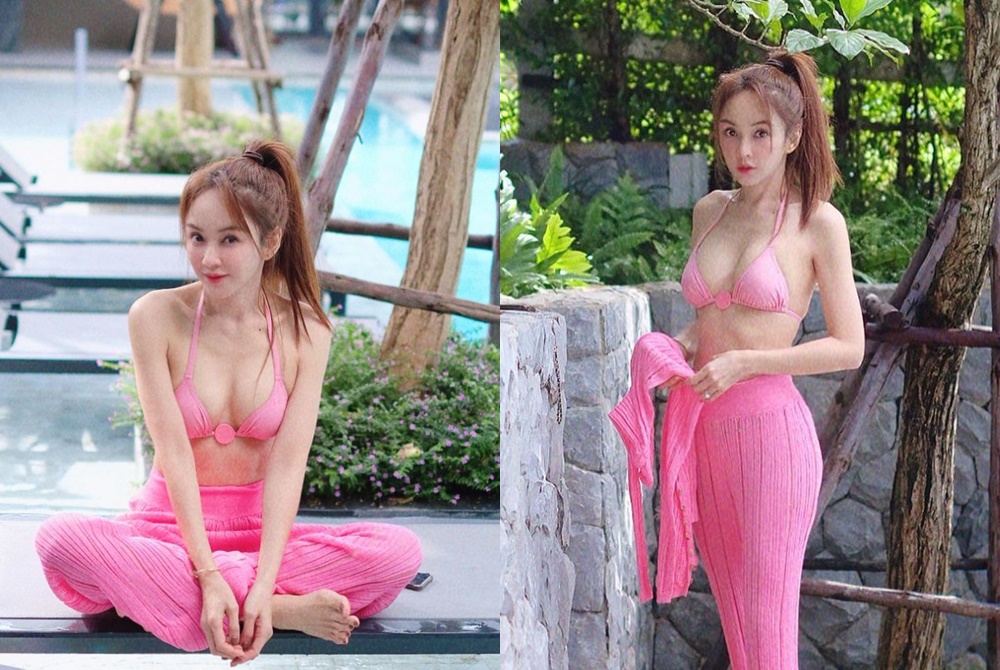 ใจละลาย! 'เป้ย ปานวาด' นุ่งบิกินีสีชมพูอวดอึ๋มทะลัก