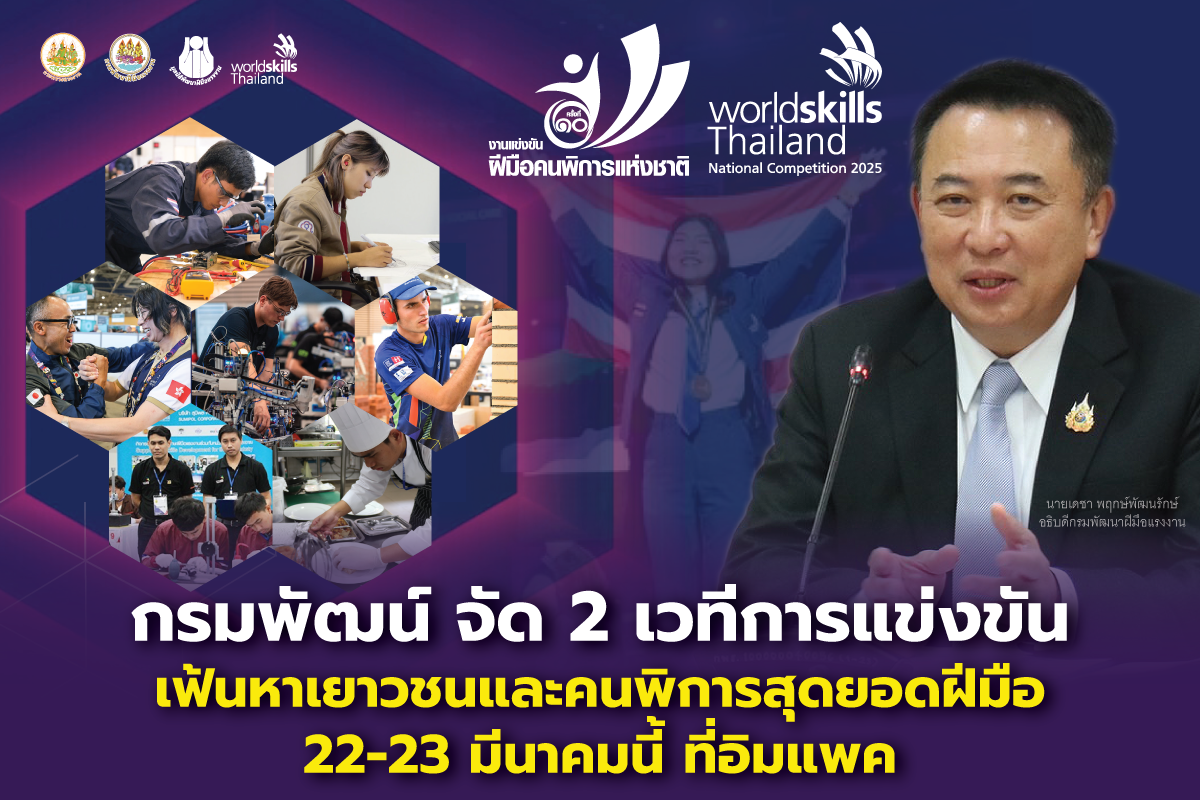 กรมพัฒน์ จัด 2 เวทีการแข่งขันเฟ้นหาเยาวชน และคนพิการสุดยอดฝีมือ 22-23 มีนาคมนี้ ที่อิมแพค