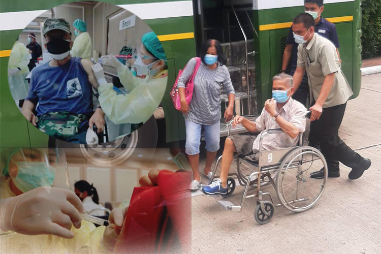 อผศ.สนองนโยบายรัฐบาลหยุดการแพร่ระบาดเชื้อไวรัสโควิด-19 จัดบริการรถบัสรับ-ส่งทหารผ่านศึกและครอบครัวเข้ารับการฉีดวัคซีน 
