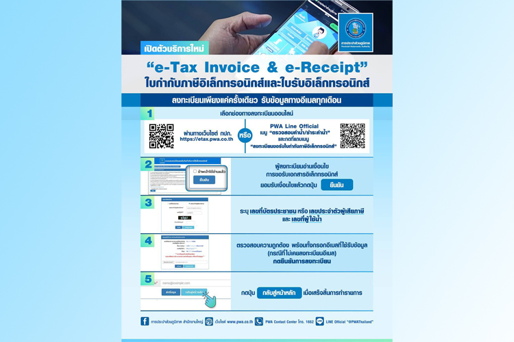 เริ่มแล้ว !กปภ. เปิดบริการใหม่ “ใบกำกับภาษีอิเล็กทรอนิกส์” 