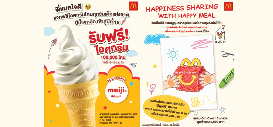 แมคโดนัลด์ สานต่อรอยยิ้ม แจกฟรีไอศกรีมโคน 100,000 โคน ฉลองวันเด็กแห่งชาติ 2569