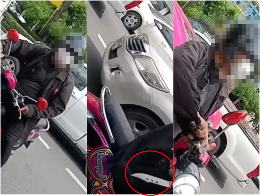 แพ้เสียงแตร! มนุษย์ลุงสุดห้าวหยิบมีดใต้เบาะฟันหัวคู่กรณีโดนหมวกกันน็อกเต็มๆ