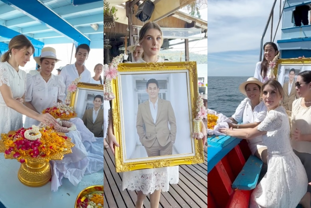 "ดาเรีย" ทำบุญ-ลอยอังคาร ส่ง"อ๋อม อรรคพันธ์"ที่เกาะเต่า