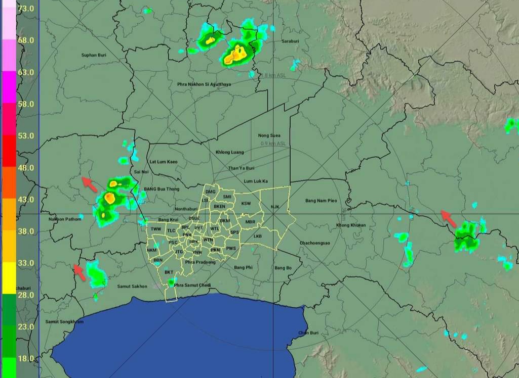 มีฝนตกในพื้นที่กทม.ที่เขตหนองแขม-บางบอน-บางขุนเทียน ต่อเนื่องนครปฐม-สมุทรสาคร