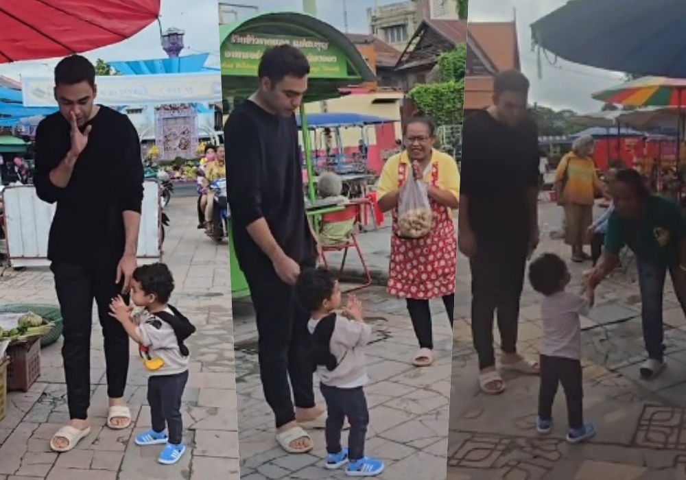 โมเมนต์น่ารัก! "เจเศรษฐ์" จูงลูกชาย เดินเที่ยวตลาดเช้าอุทัย อ้อนแม่ค้าได้ของฟรีตลอด