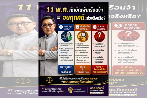 "ทักษิณ" พ้นคุก 11 พ.ค. จบจริงหรือ? ดร.ดิเรกฤทธิ์ กางภาพอินโฟกราฟิก "ขยี้ปมร้อน" คดีชั้น 14-ระบบยุติธรรมสองมาตรฐาน!
