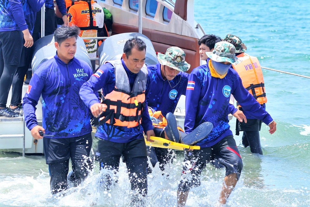 อช.หาดวนกร ซ้อมแผนเผชิญเหตุเตรียมความพร้อมสถานการณ์ฉุกเฉินทางทะเล