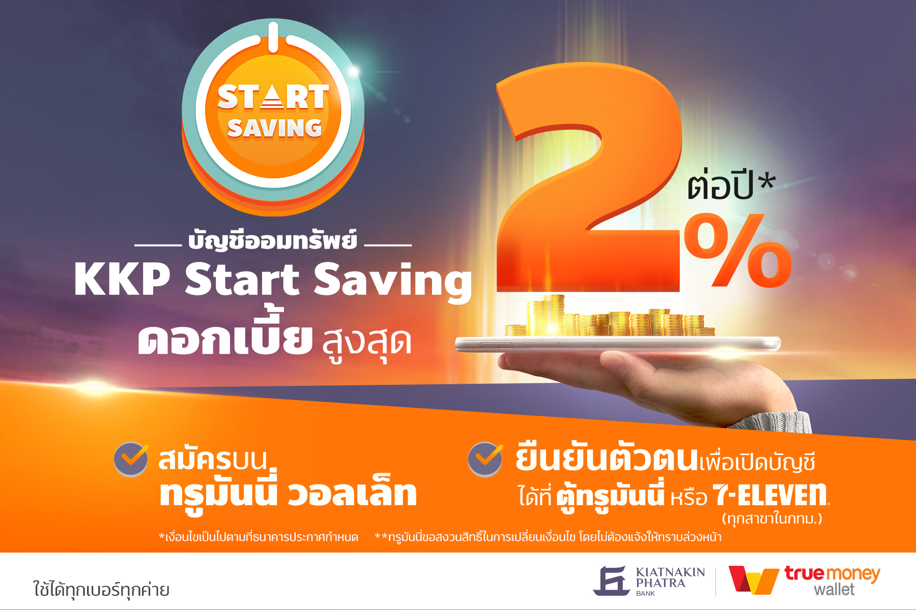 ธ.เกียรตินาคินภัทร ร่วมกับ “ทรูมันนี่” ชู ดบ.เงินฝาก “KKP Start Saving”  สูงถึง 2% ทางเลือกออมเงินยุคโควิด  