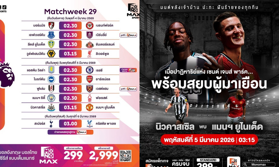 พรีเมียร์ลีกโค้งเดือด “เรือ-สิงห์-ผี-หงส์” ไล่บี้แต้ม จับตา “ไบร์ทตัน” ดวล “อาร์เซน่อล” ชี้ชะตาจ่าฝูง