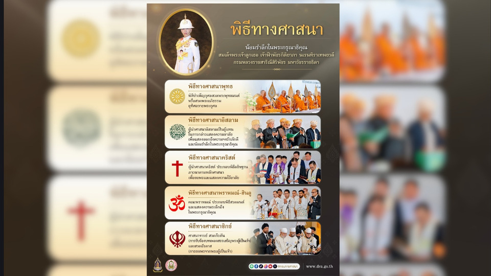 5 ศาสนารวมพลังถวายอาลัย “เจ้าฟ้าพัชรกิติยาภา” วธ. ประสานองค์การศาสนาทั่วประเทศร่วมถวายพระกุศลและจัดพิธีทางศาสนา