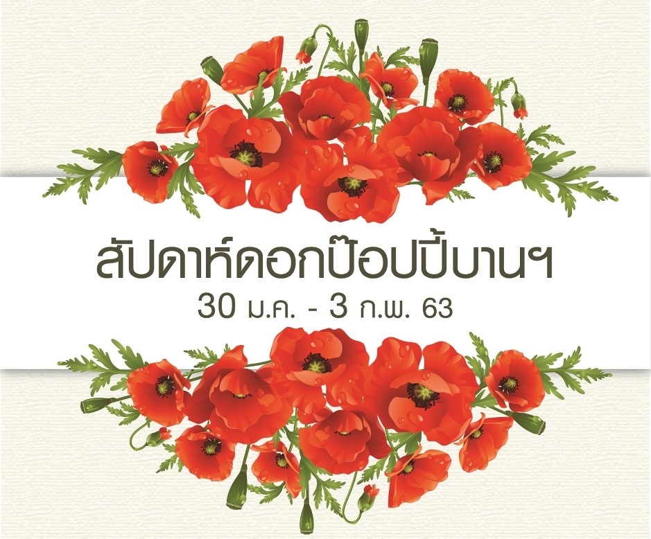 เชิญร่วมบริจาคเงิน 20 บาท ซื้อดอกป๊อปปี้  เพื่อนำรายได้ช่วยเหลือครอบครัวทหารผ่านศึก