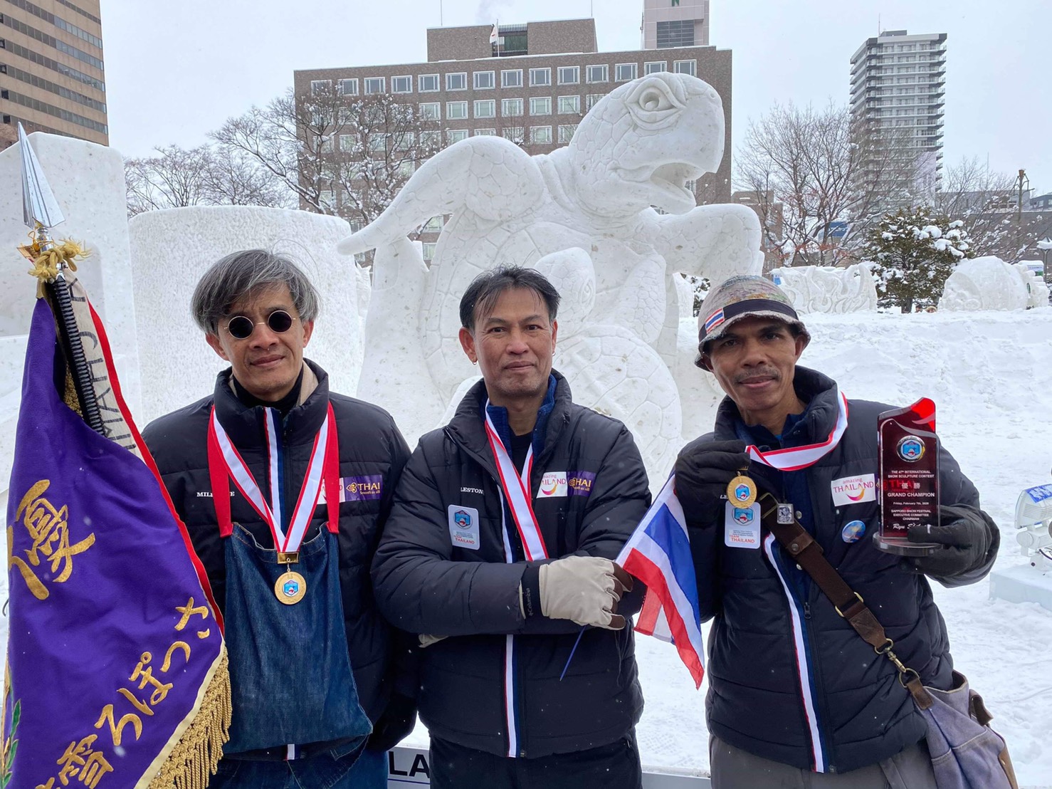 ทีมไทยคว้าแชมป์แกะสลักหิมะ 3 ปีซ้อนในงาน International Snow Sculpture  ที่ ซัปโปโร ประเทศญี่ปุ่น