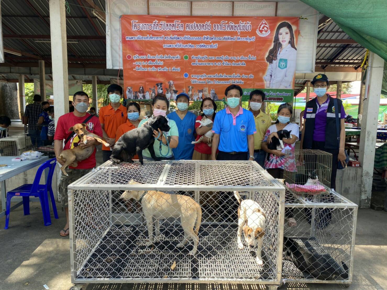  ปศุสัตว์ยโสธร​ ร่วม ทต.สำราญ รณรงค์ฉีดวัคซีนและทำหมันป้องกันโรคพิษสุนัขบ้า