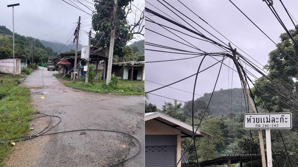 ชาวบ้านหนองแห้งวอนเจ้าของสายสื่อสารเร่งแก้ไข หลังสายร่วงขวางถนน หวั่นเกิดอุบัติเหตุซ้ำ