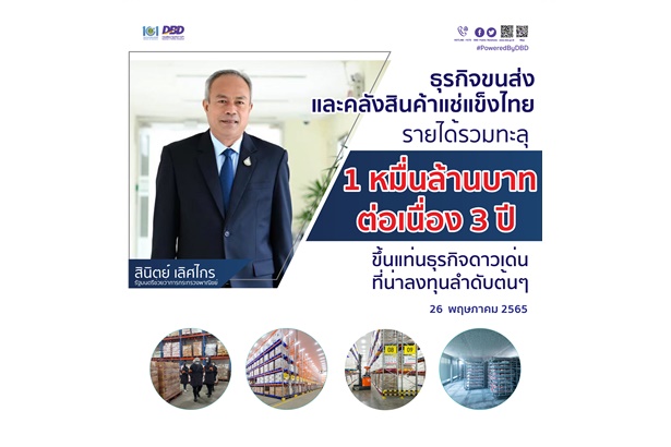 ขึ้นแท่นดาวเด่น ธุรกิจขนส่ง-คลังสินค้าแช่แข็งไทยรายได้รวมทะลุหมื่นล้านบาทต่อเนื่อง 3 ปี      