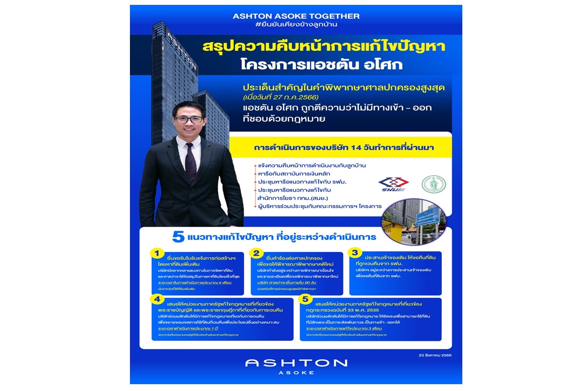 “อนันดา" แจงคืบหน้าแก้ปัญหา "แอชตัน อโศก" เล็งขอใบอนุญาตก่อสร้างใหม่-ยื่นคำร้องศาลปกครองพิจารณาคดีอีกรอบ