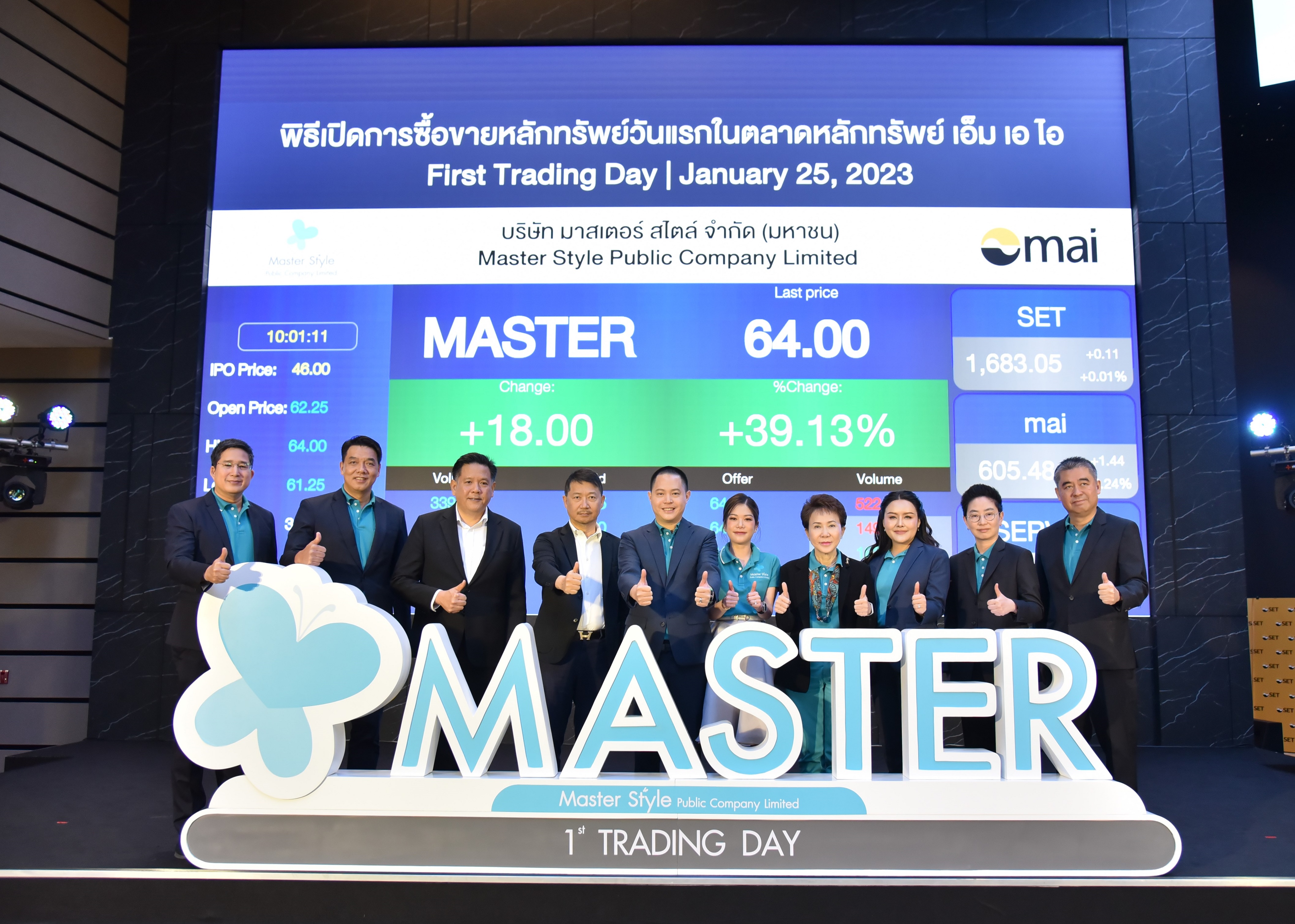 MASTER เริ่มซื้อขายในตลาดหลักทรัพย์ เอ็ม เอ ไอ วันแรก