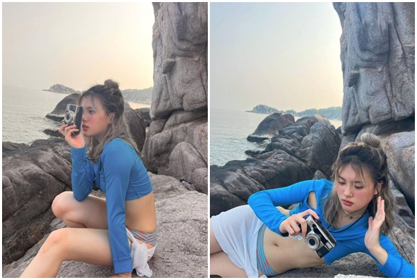 แซ่บมาก! "มินนี่ ภัณฑิรา" สวมบิกินี เดินชิลๆ บนโขดหิน ทำอากาศเมืองไทยร้อนขึ้นกว่าเดิม