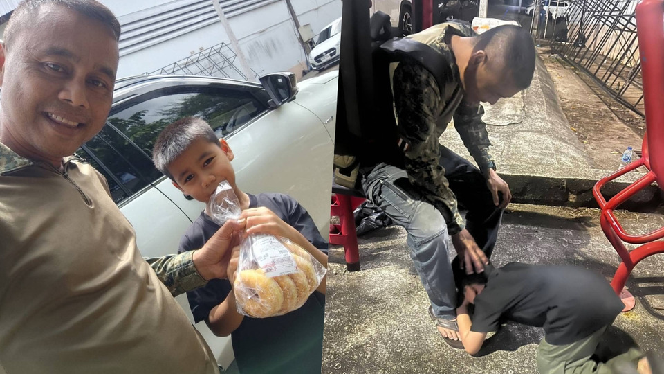 โซเชียลใจฟู! ลูกชายตัวน้อยเดินทางกว่า 500 กม.กราบพ่อ "อส.ชุมพร" ช่วยน้ำท่วมหาดใหญ่