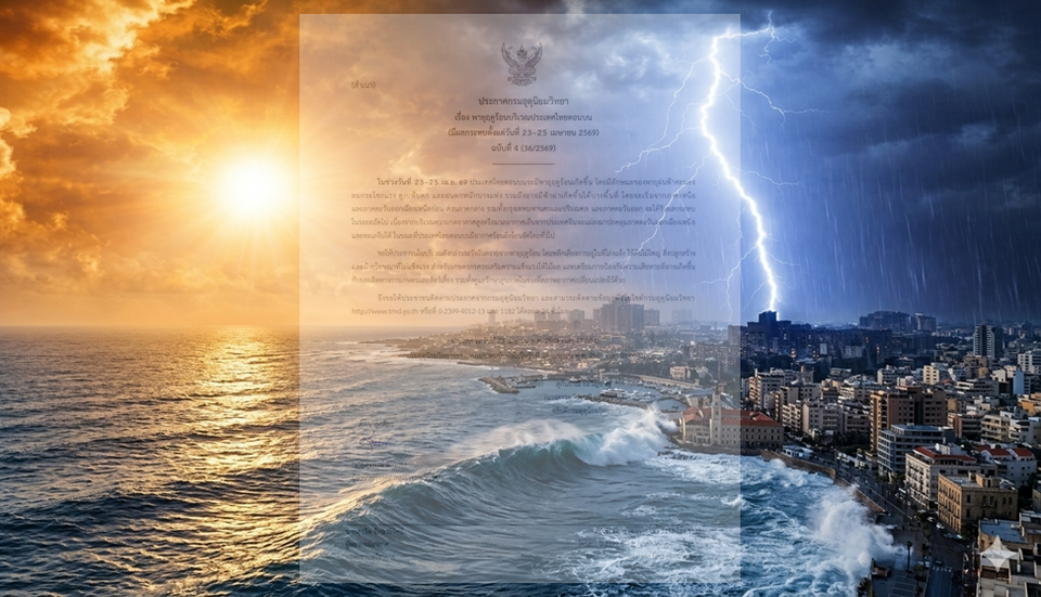 ฉบับที่ 4 มาแล้ว! “กรมอุตุฯ” เตือนพายุฤดูร้อนถล่มไทย 23-25 เม.ย.นี้ ระวัง "ฝนหนัก-ลมแรง-ลูกเห็บตก" เช็กพิกัดด่วน