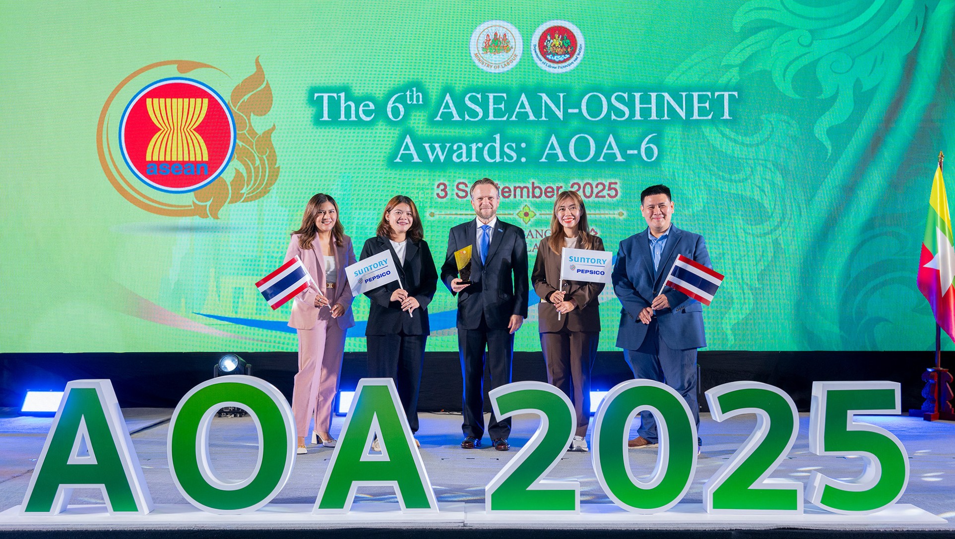"ซันโทรี่ เป๊ปซี่โค" คว้ารางวัล The 6th ASEAN-OSHNET Excellence Award ผู้นำด้านความปลอดภัยและอาชีวอนามัยระดับอาเซียน