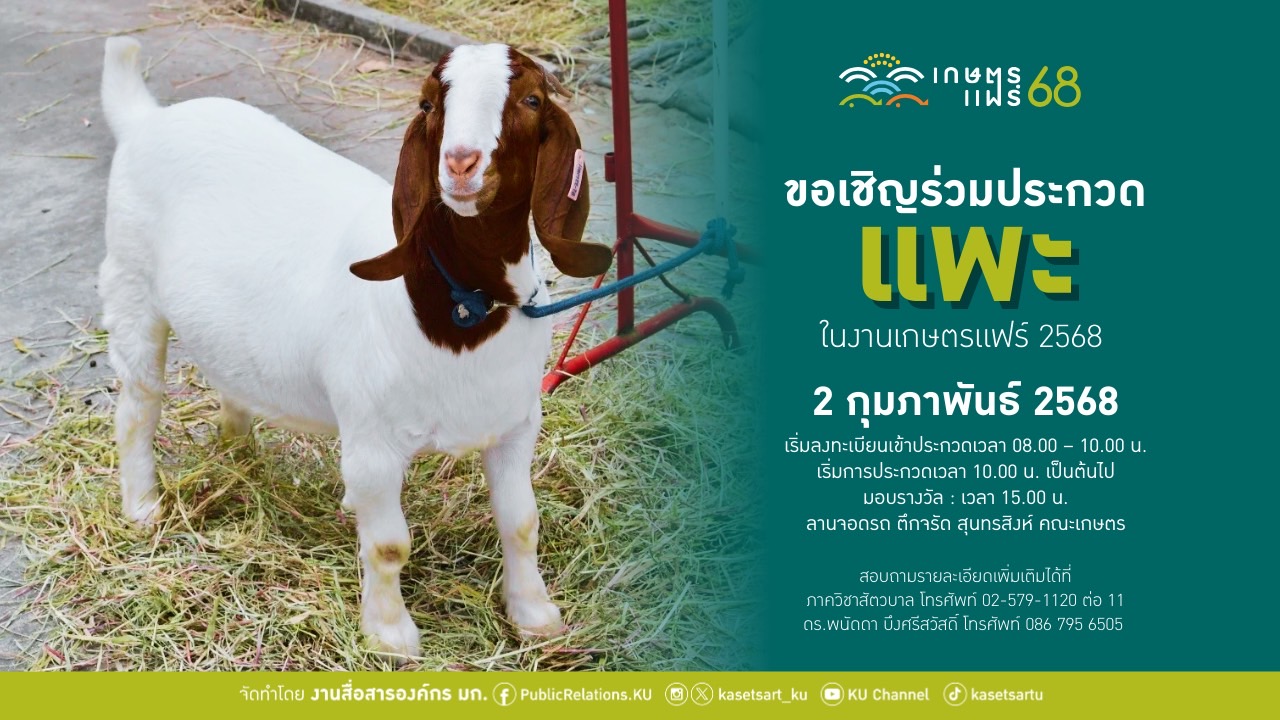 มก.ชวนชมการประกวดแพะ ครั้งที่ 9 ในงานเกษตรแฟร์ ประจำปี 2568