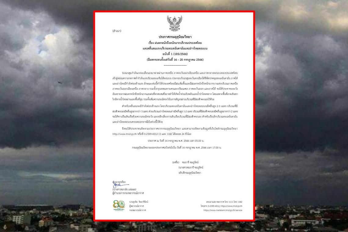 16 - 20 ก.ค. เตรียมตัวให้พร้อม! "กรมอุตุฯ" เตือนฝนตกหนักมากทั่วไทย ระวังน้ำท่วมฉับพลัน