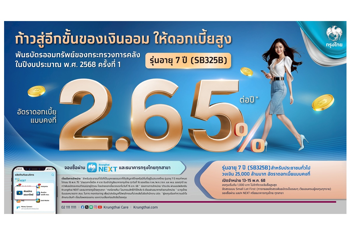 "กรุงไทย" ชี้ช่องลงทุนพันธบัตรรัฐบาล แนะใช้ตลาดรองบริหารพอร์ต เสริมความมั่นคงทางการเงิน