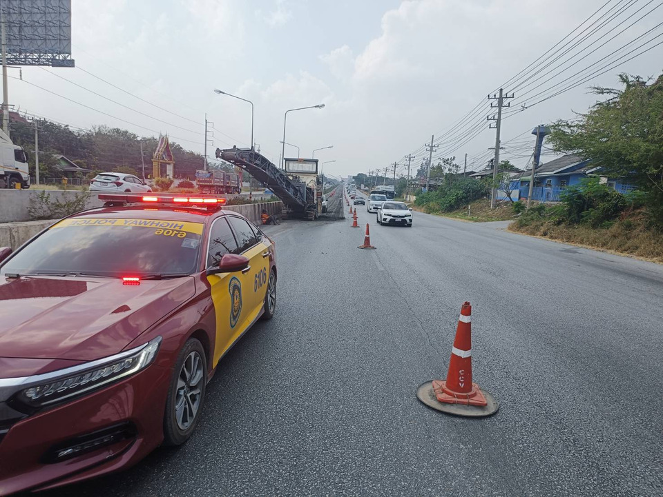 ตร.ทล.อำนวยความสะดวกกลางดงปิดถนน1 ช่องทางขวาสุดขาออก​กทม.ปรับปรุงผิวถนน ระยะทาง 1.3 กม.