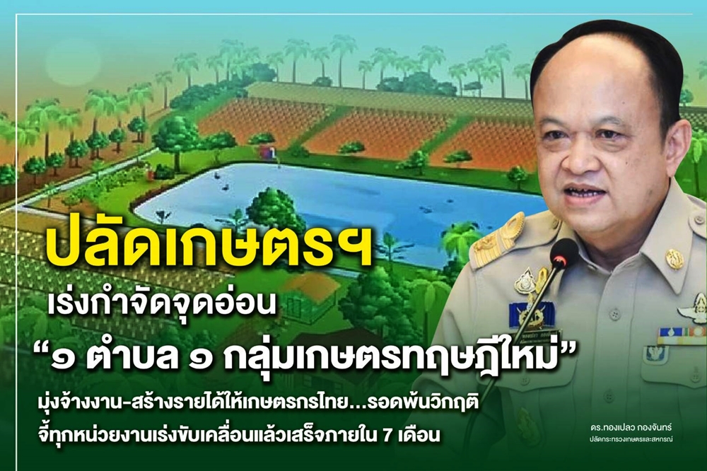 ปลัดเกษตรฯ เร่งกำจัดจุดอ่อน “1 ตำบล 1 กลุ่มเกษตรทฤษฎีใหม่” 
