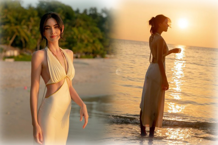 ย้อนแสงยังสวย 'ใหม่ดาวิกา'กับโมเมนต์เดรสเจาะเอวเดินริมหาด