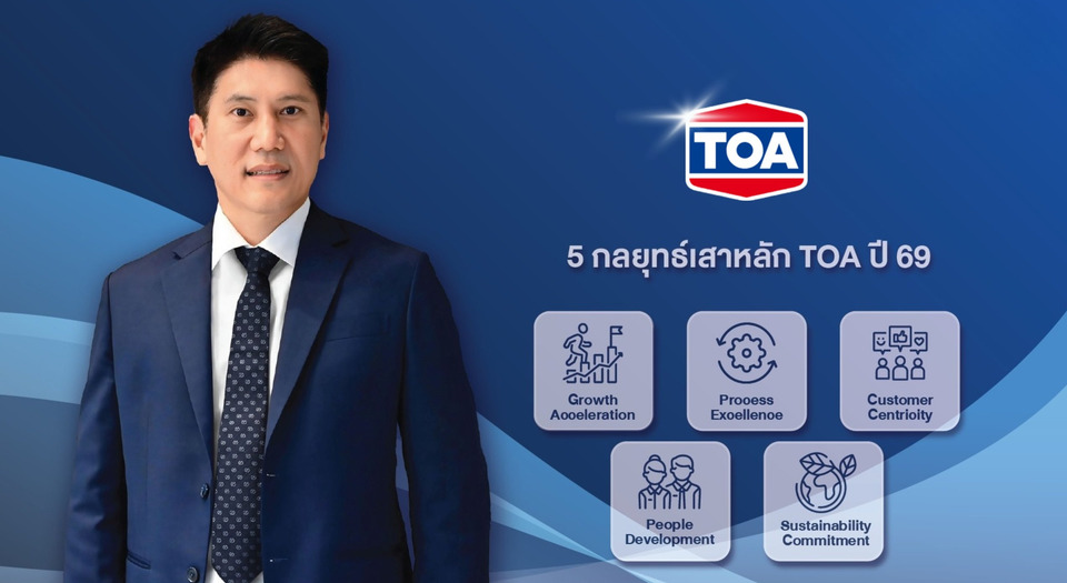 TOA กำไรปี 68 พุ่ง 52% รายได้ทะลุ 2.1 หมื่นล้าน บอร์ดจ่ายปันผล 0.39 บาท 