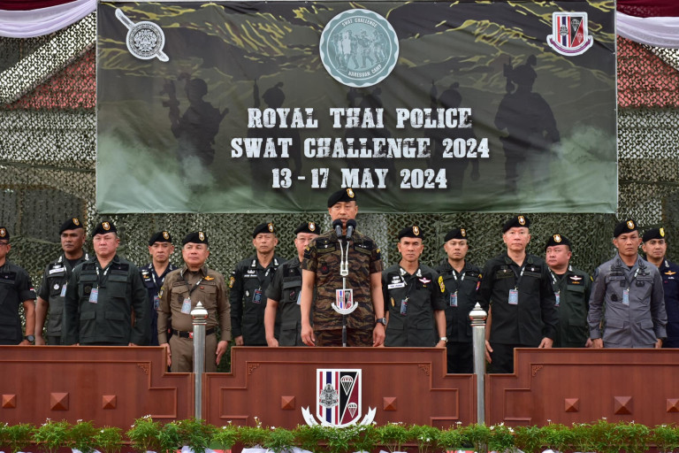 พล.ต.ท.สำราญ นวลมา ผู้ช่วย ผบ.ตร. เดินทางไปเป็นประธานพิธีเปิดการแข่งขัน Royal Thai Police SWAT Challenge 2024 