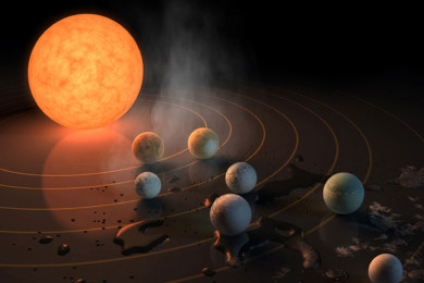 ภาพกราฟิกดาว TRAPPIST-1 และดาวบริวาร | ภาพ NASA / JPL-Caltech